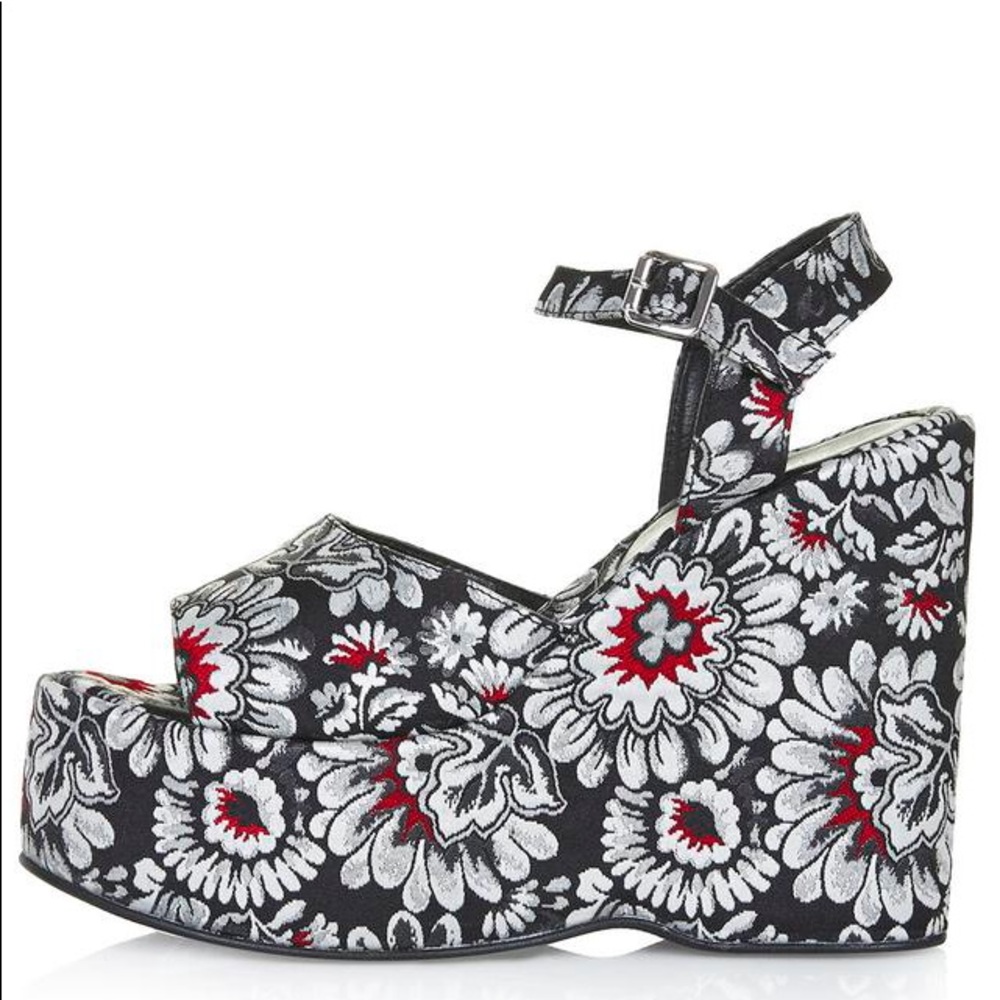 Top Shop Flower Print Wedges